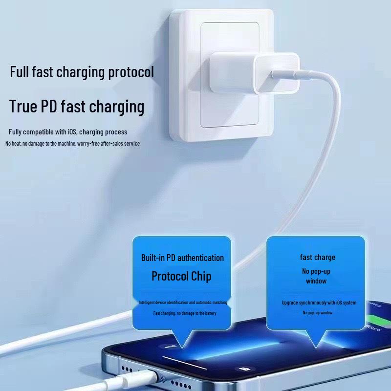 Быстрое зарядное устройство PD30W с сертификацией 3C для Apple 17, Включает кабель для Apple 16
