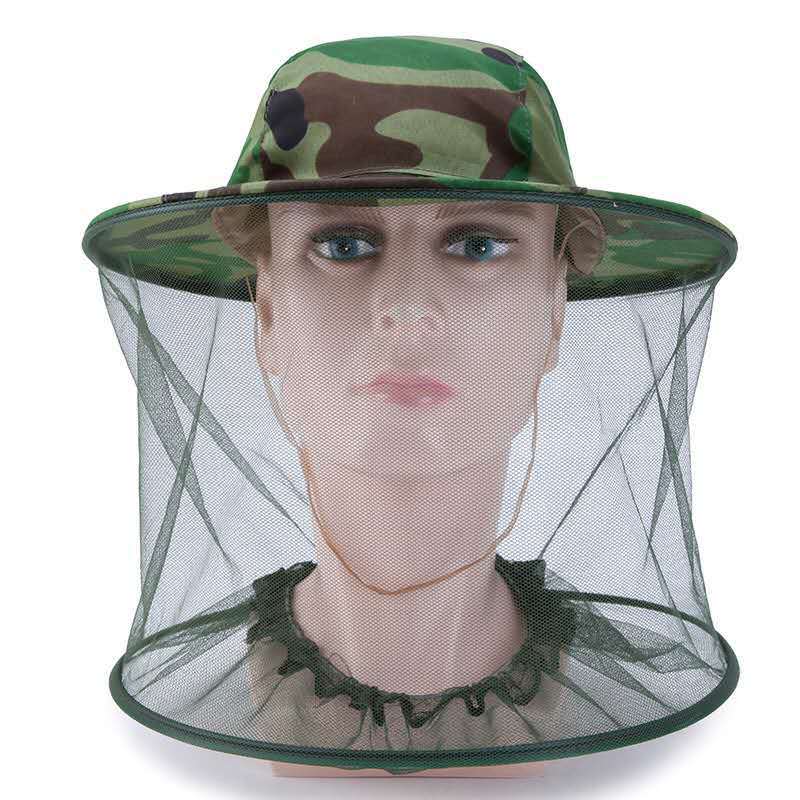 Night Fishing Repellent Mosquito Sun Caps Beekeeping Hat Breathable Sunshade Outdoor Camping Camouflage Mesh Shawl Hat Masks
