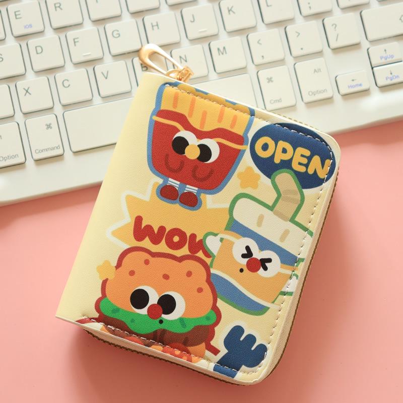 Кошелек для монет в виде милого корейского мультяшного гамбургера - аниме-кошелек на молнии и держатель для карт для студенток (2025)