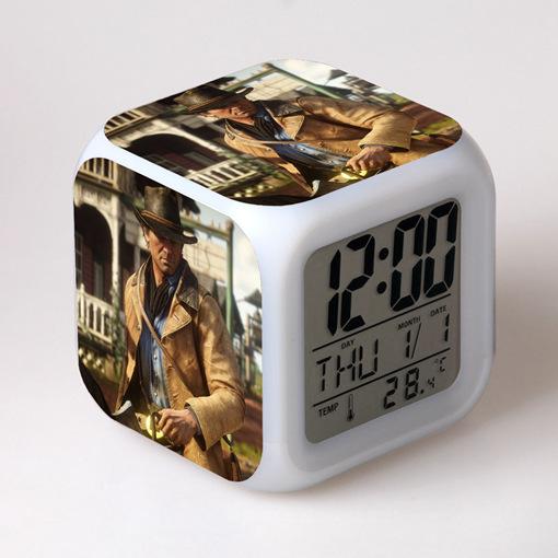 Western John Client Alarm Clock Student Small Gifts Color-changing Colorful Alarm Clock Square Clock