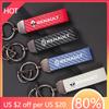For Renault 2026 New Hub Caps 1Pcs Carbon Fiber Leather Car Keychain Key Ring Chain For Renault Clio Kadjar Koleos Megane Espace
