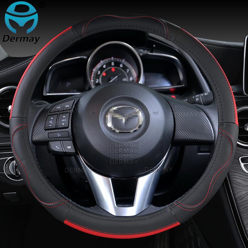 Для Mazda 2 Mazda Demio 2002 ~ 2022 натуральная кожа автомобильный чехол на руль коровья кожа спортивные автоаксессуары