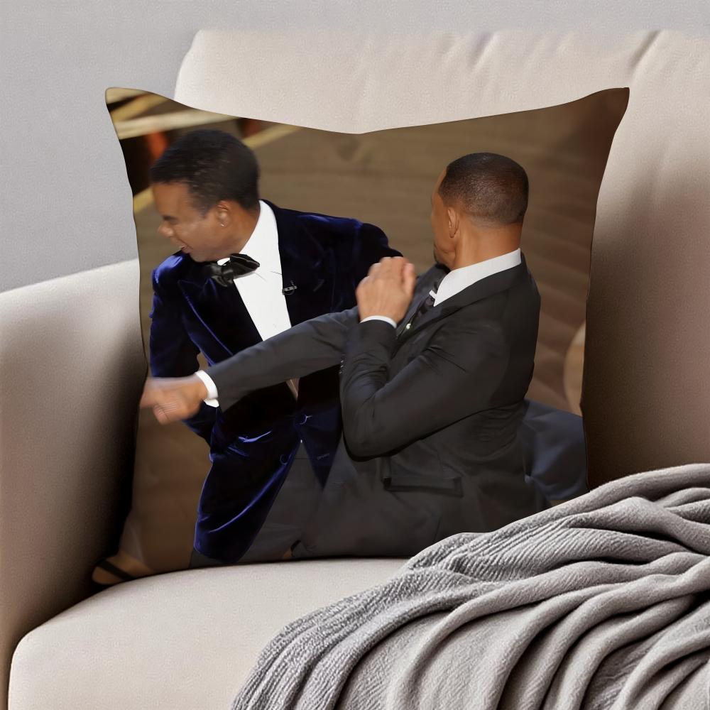 WWill SSmith meme Cushion Cover Pillowcase Antidustmite Invisible Zipper Short Plush Sofa Cushion