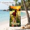 vivid horse Custom Name Printed Beach Towel Personalized Soft Towel For Swimming Beach Travel