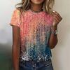 3D цветной витражный принт модные женские футболки с коротким рукавом топы с круглым вырезом повседневная роскошная женская одежда летняя свободная уличная футболка