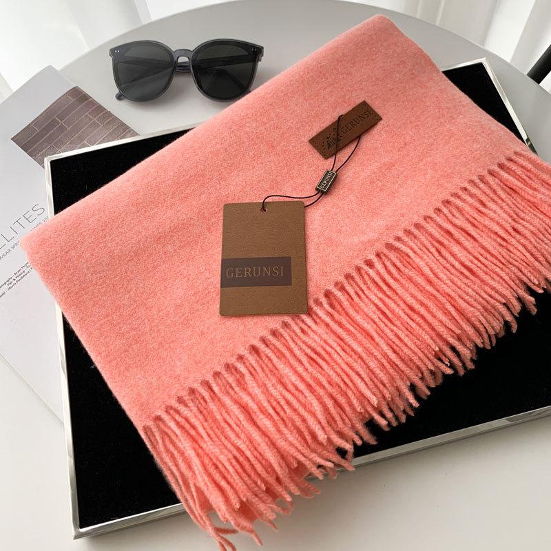 Cashmere Hand Feel Autumn And Winter Solid Color Scarf Women'S Thick Tassel Simple And Versatile Soft And Warm Imitation Cashmere Shawl