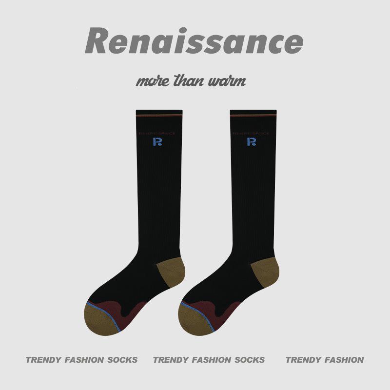 Яркие оранжевые носки для йоги и фитнеса Renaissance, низкое давление, до середины икры