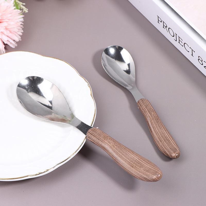 1 шт. Столовые приборы из нержавеющей стали с имитацией деревянной ручки, западная посуда, десертная ложка для супа, посуда для бара и ресторана западной кухни