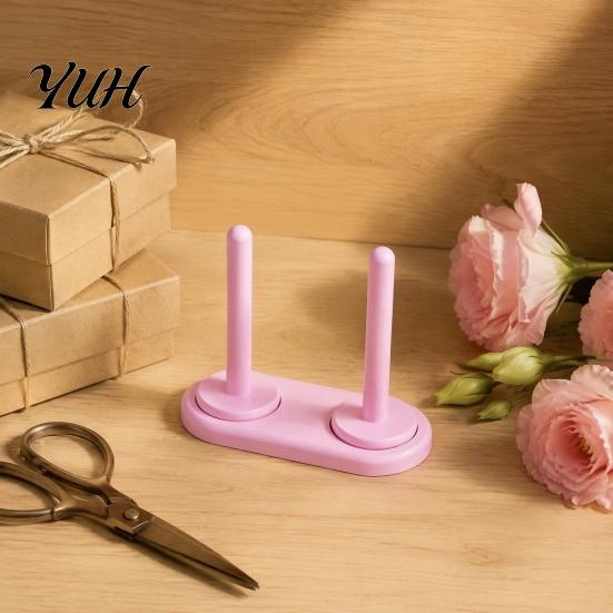 Rotating Yarn Spindle for Crochet Wooden Holder, Bamboo Stand with Smooth Knitting Gift Crafters Spinning Base, Single-axis/Double-axis Portable