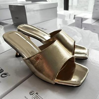 Модная женская обувь 2024 года, новые женские тапочки с открытым носком, летние туфли с открытым носком, туфли на шпильке или тонком каблуке