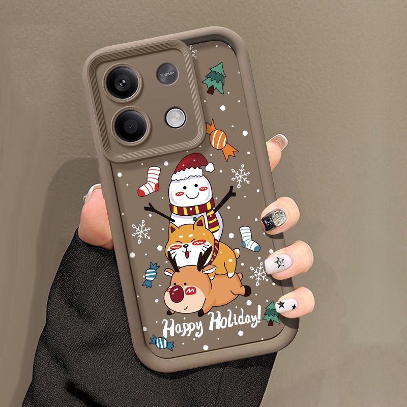 Чехол для телефона Merry Christmas Snowman Elk Print для Xiaomi 13T Pro 11T Poco F6 X6 Redmi Note 13 12 11 Pro 10, мягкий матовый противоударный защитный чехол из ТПУ