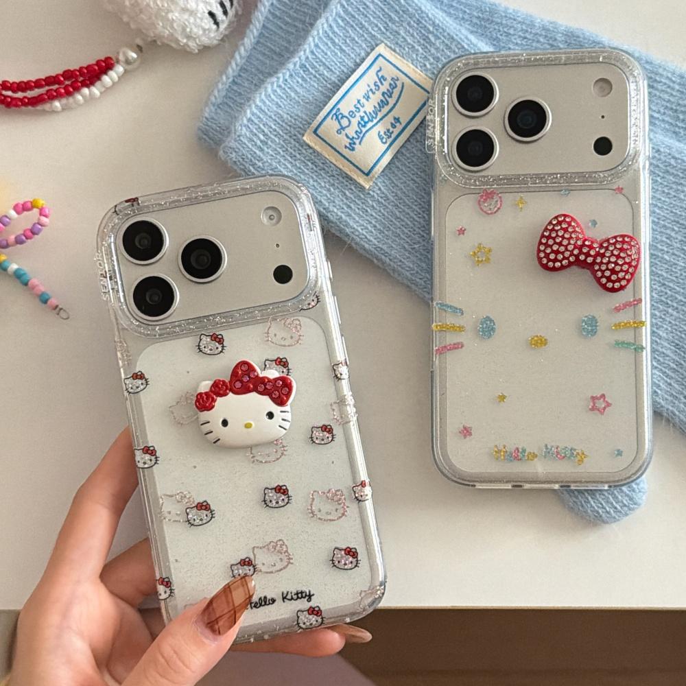 Золотистый Цвет Милый Чехол Хелло Китти Для iPhone 17 16 15 14 13 Pro Max Чехол с Цепочкой Ударопрочный Мультяшный Защитные Чехлы
