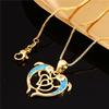 European and American Fashion Blue Two Dolphin Double Heart Pendant Necklace for Women