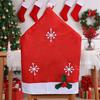 Christmas Chair Cover Non-Woven Santa Hat Shape Red Xmas Chair Back Covers with Snowflake Pattern for New Year Home Kitchen Dining Room Decor