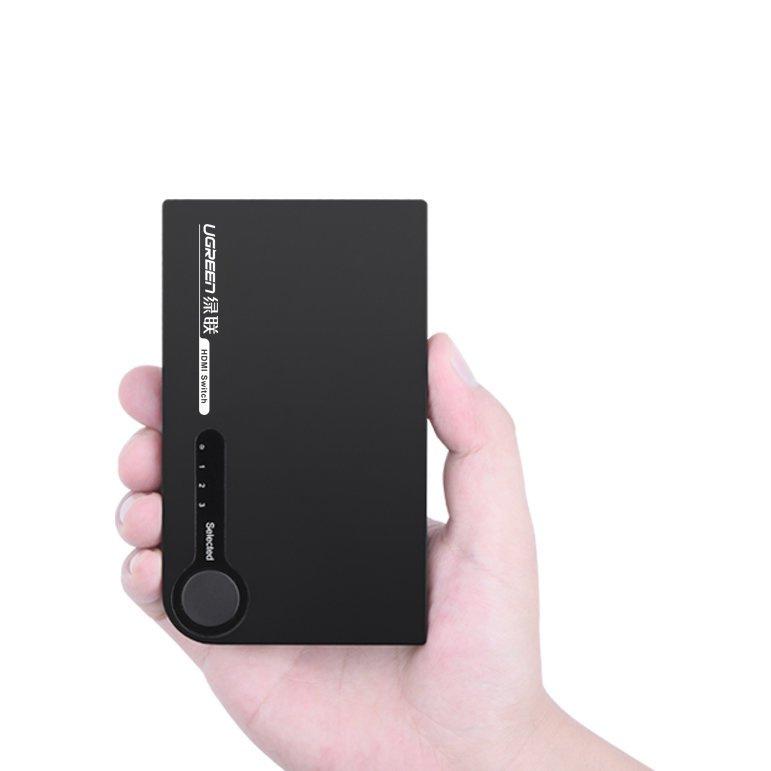 Ugreen 3-Port HDMI Switch Splitter - 4K 3D, 7.5 Gbps Speed, 36-bit Color Depth, Black (Model 40234)