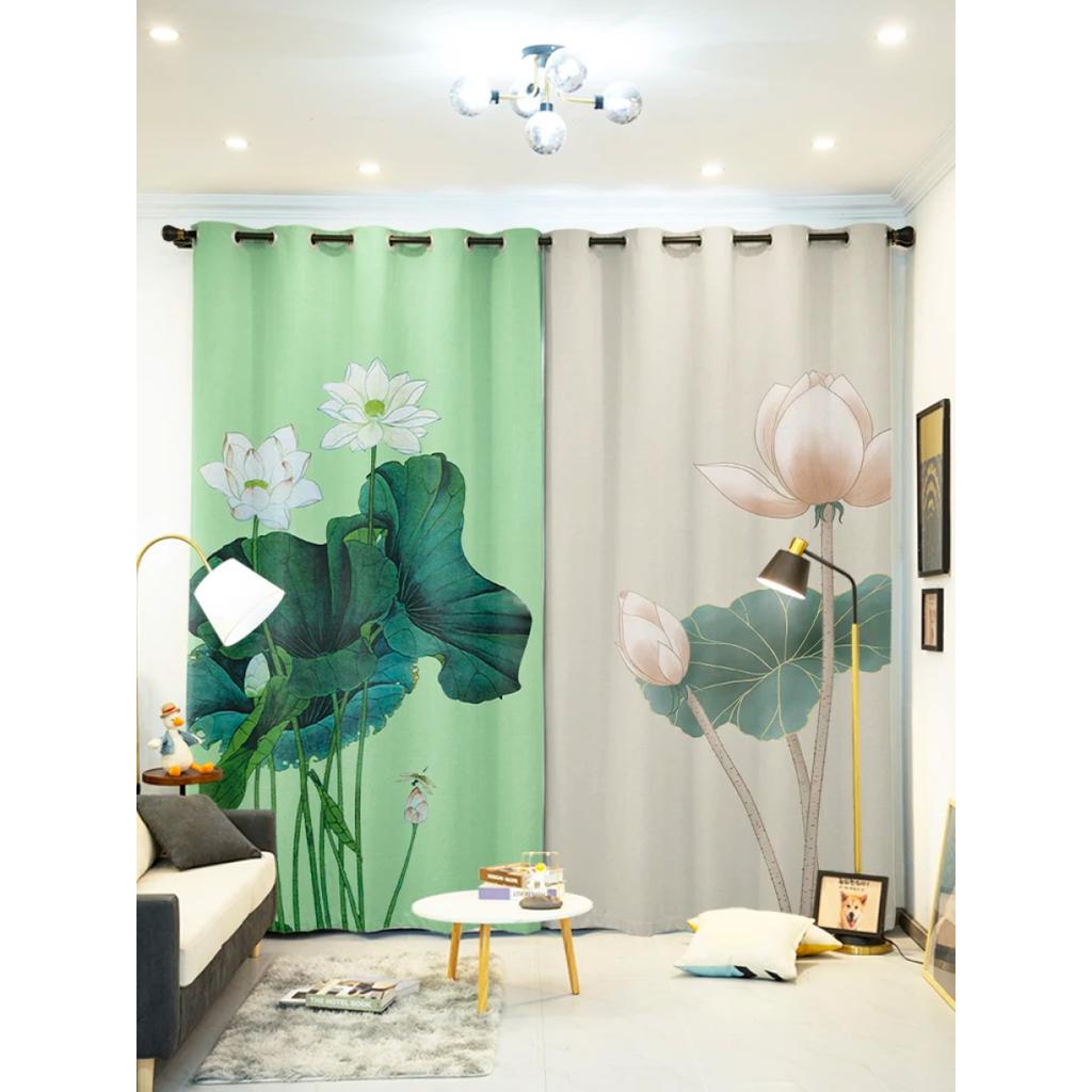 Китайский лотос от пола до потолка, занавеска с высоким затенением, украшение для спальни, гостиной, затемняющая ткань, драпировка в стиле лотоса