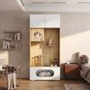 Pet Cabinet with Cat Climbing Wall, Cat Cave, Lounging Areas and Soft Cushion, 90 x 50 x 202 cm, with Storage Space, White + Wood Look