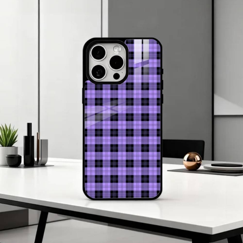Cool P-Purple P-Plaid Pattern Phone Case For iPhone17,16,15,14,13,12,11 Plus,Pro Max Magnetic For Magsafe Wireless Charging