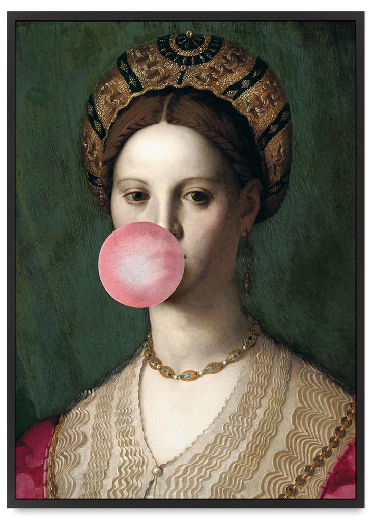 Plakat portret kobiety guma do żucia