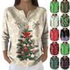 Women's Fashion Long Sleeve Christmas Snowflake Print Top Elegant Casual Top