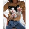 Women's 3d Dogs Cat Print T Shirt Fashion Tops Harujuku Oversized Summer O-Neck Top Female Clothing