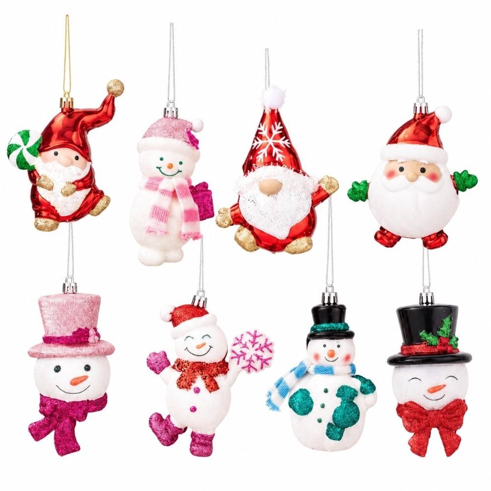 Plastic Santa Hanging Pendant Glitter Electroplated Snowman Tree Decoration Tree Decor