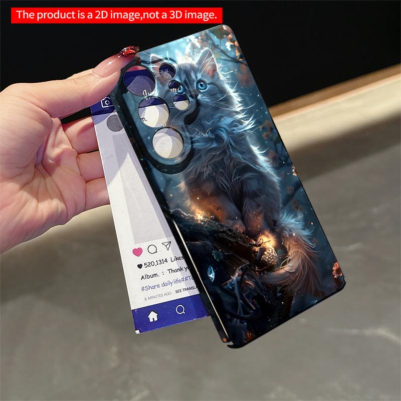 2DFlat Samsung phone case Blue-Eyed Kitten in Magical Forest Applicable to Galaxy S23 S24 S25ULTRA S26 A12 A14 A15 A16 A54 A55