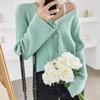 Осенний облегающий кардиган с V-образным вырезом, свитер, куртка, женская зимняя одежда, модные вязаные свитера с длинным рукавом, женский элегантный винтажный короткий кардиган 25353