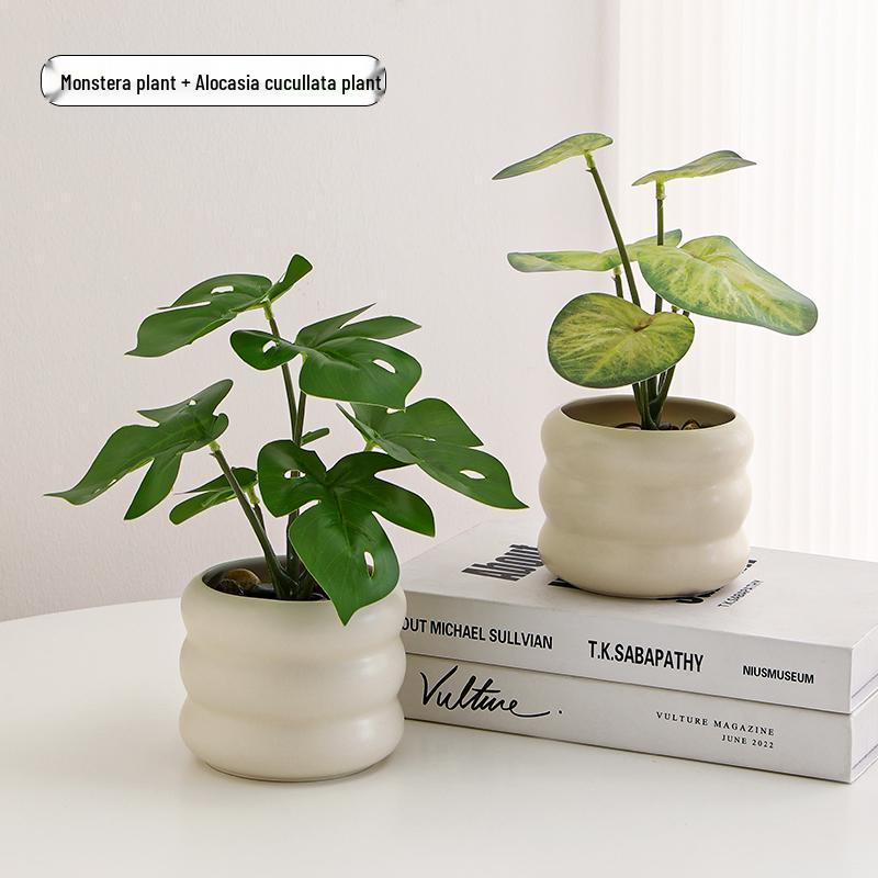 Nordic Small Potted Plant Decor - Indoor Bonsai & Bionic Greenery for Office or Living Room.