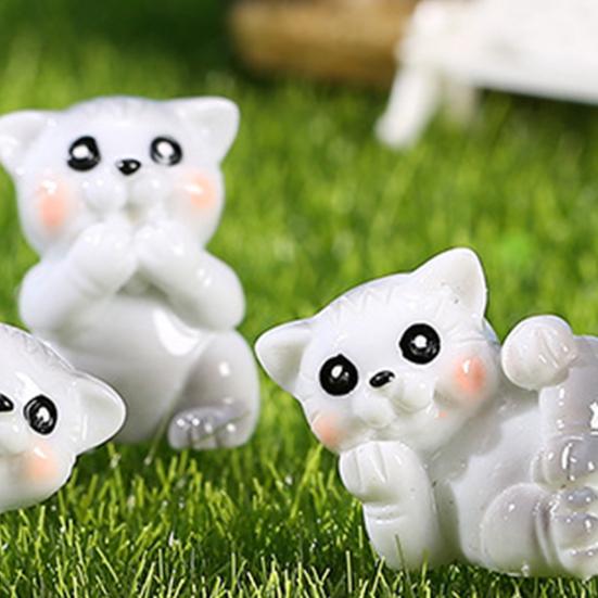 1 комплект мини-статуя кошки прекрасная реалистичная форма смолы причудливый дизайн сад миниатюрный домашний декор