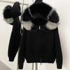 Women Cardigan Natural Fur Coat Real Mongolian Fur Knitwear Spring Autumn Hooded Knitted Fur Jacket