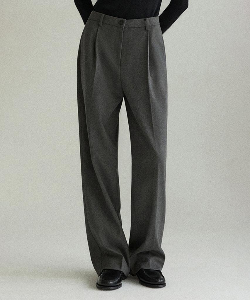 OURHOPE Soft Brushed Touch One-Tuck Pants - Charcoal