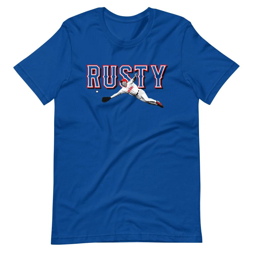 RUSTY GREER 90s Texas Rangers Original Fan Art Tee Baseball Short-Sleeve T-Shirt