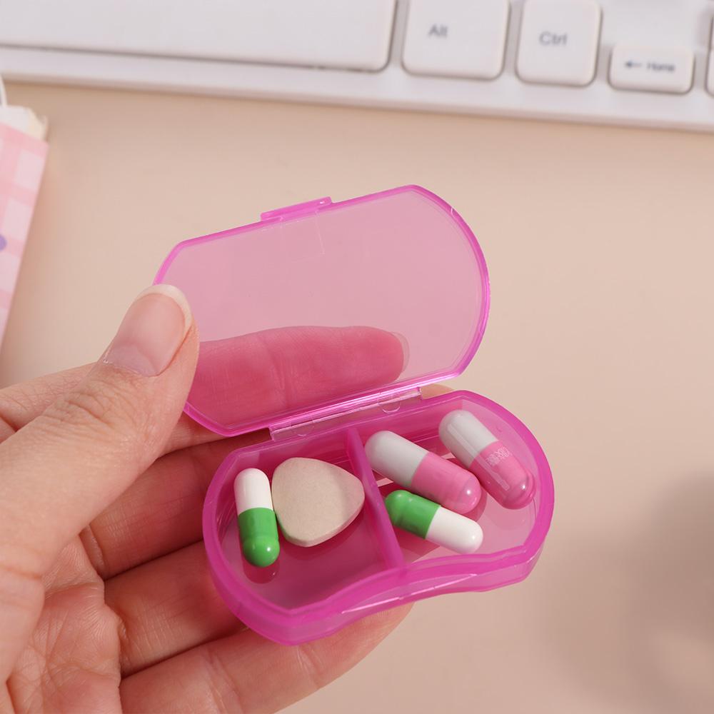 With Lid Mini Medicine Box Snap-on design Pill Packing Box Simple 2-gird Pill Box  Storage Box