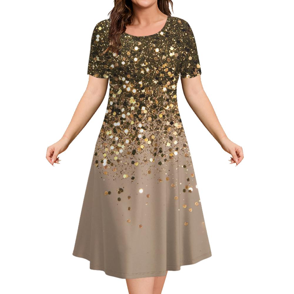 Модные элегантные женские платья Женское вечернее платье Цветной столкновительный пуловер с круглым вырезом Оверсайз Повседневная одежда А-силуэта Тренд 2024