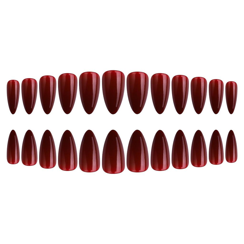Elegant Wine Red Cat Eye Almond Medium-Long Nail Art Tips - European & American Style