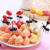 12Pcs Fruit Fork Food Grade Not Easily Broken Cartoon Ant Shape Food Stick Bento Fork