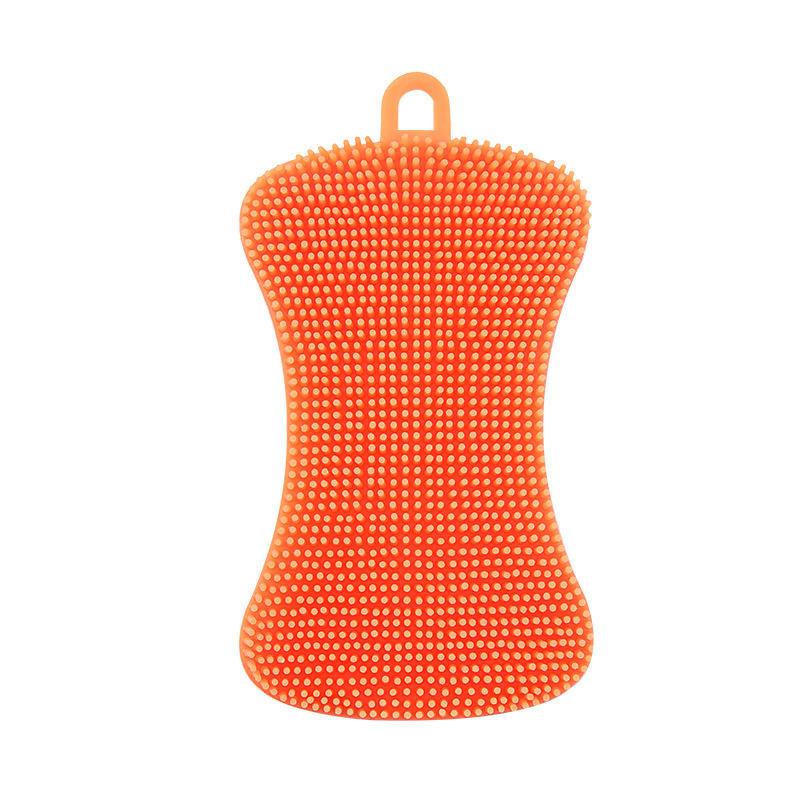 Double Sided Reusable Silicone Dishwashing Brush Flexible Soft Scrubber for Pots Pans Vegetables Fruit Cleaning Tool Sponge