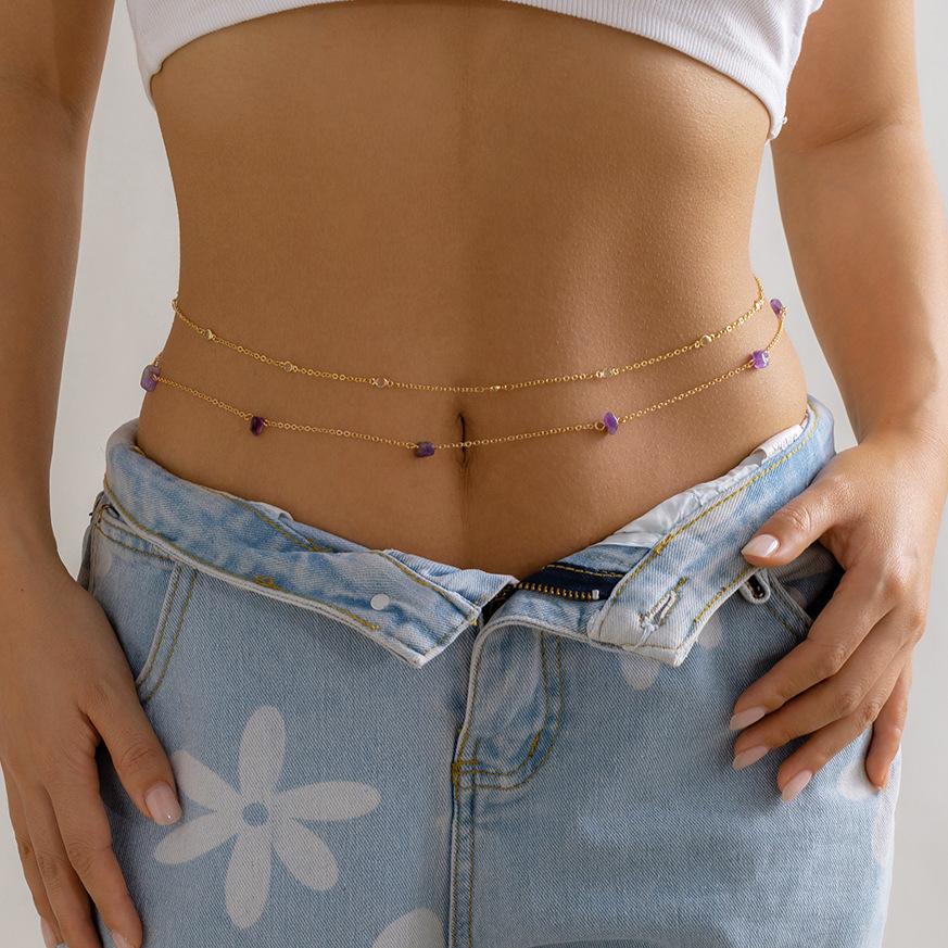 Сексуальная простая пляжная ветка цветная гравийная цепочка на талию тренд хип-хоп металлическая цепочка цепочка на тело