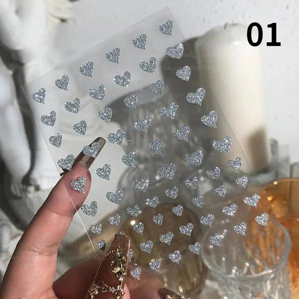 New Fashion Glitter 3D Nail DIY Stickers Silver Powder Butterfly Star Design Laser Love Heart Foils Sparkly Decoration Manicures