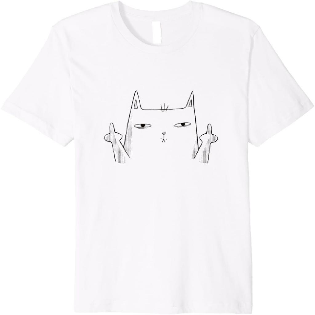 Flip Off Cat, Middle Finger Cat Premium T-Shirt