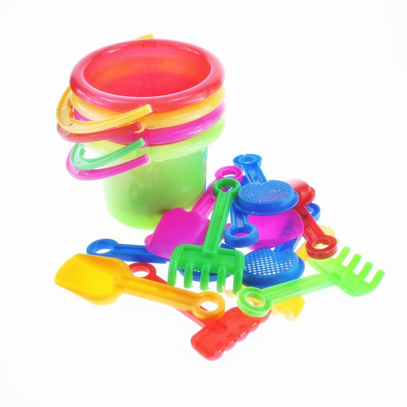 Летние бестселлеры 10 см пляжные водные игрушки: Маленький набор из ведра и сетчатой сумки из четырех частей