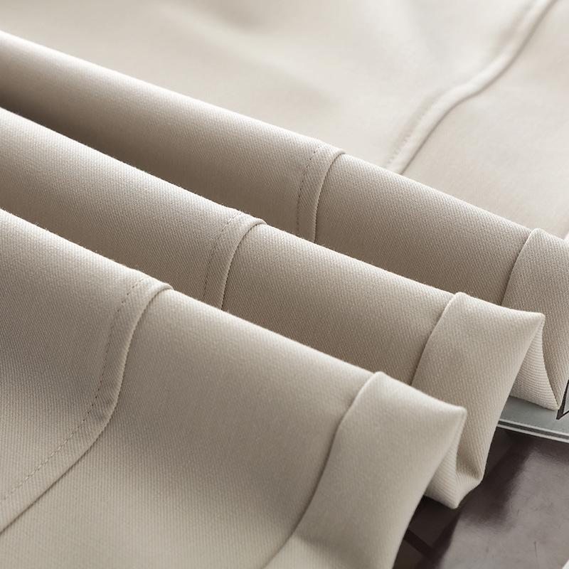 Женские бежевые брюки клеш с высокой посадкой, стройнящие - Повседневные брюки прямого кроя на весну и осень