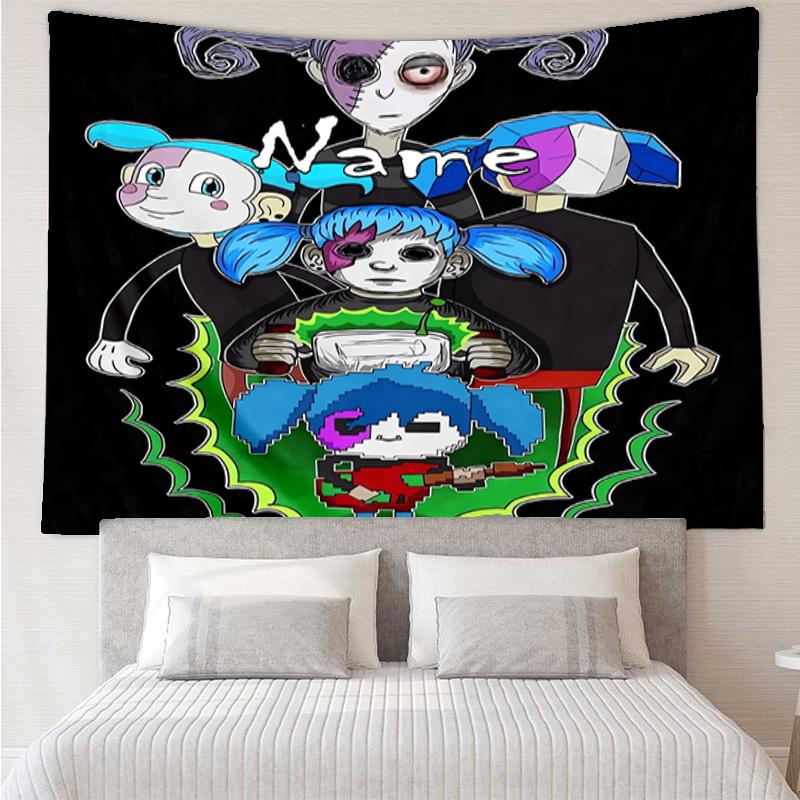 Custom Name Sally Face Print Tapestry, Backdrop, Easy Setup, Ideal for Bedroom, Office & Living Room, with Aesthetic Wall Hanging Decor.