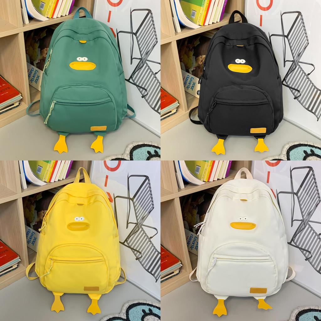 Cartoon Duck Backpack Plush Large Capacity Embroidered Shoulder Students Bag