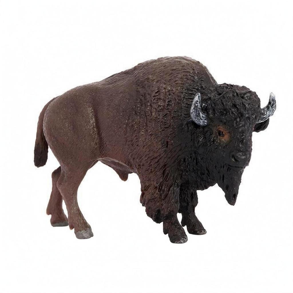 American Bison Figurine Textured Realistic Model Painted