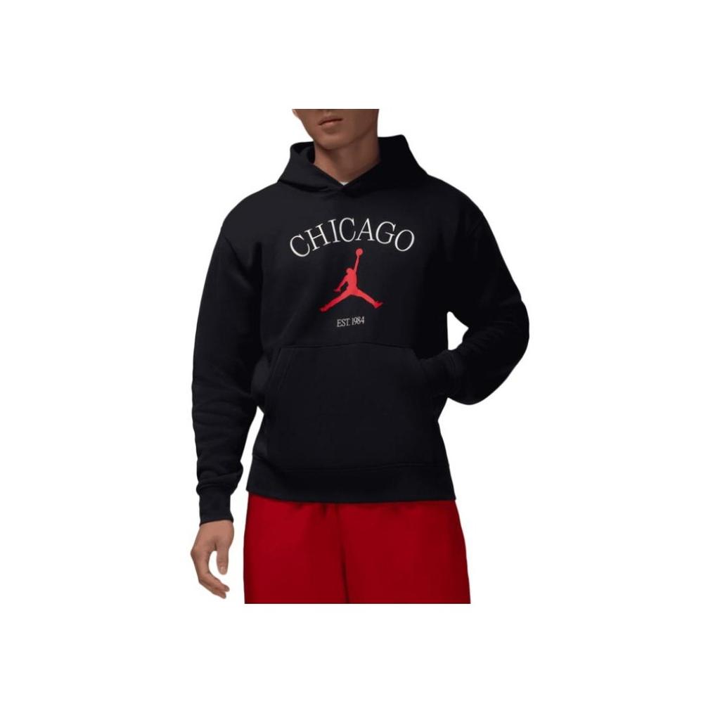 Jordan Logo Hooded Oversized Long Sleeve Pullover Sweatshirt Men Sweatshirt Black HF1494-010