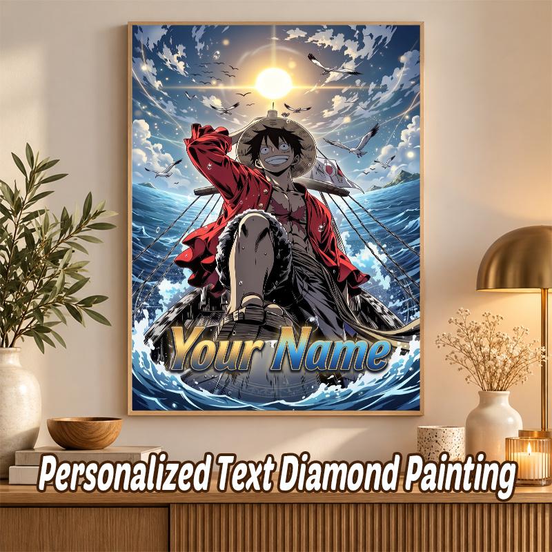 One Piece Custom Name Text 5D Diamond Painting Kit DIY Full Drill Diamond Art Decoration