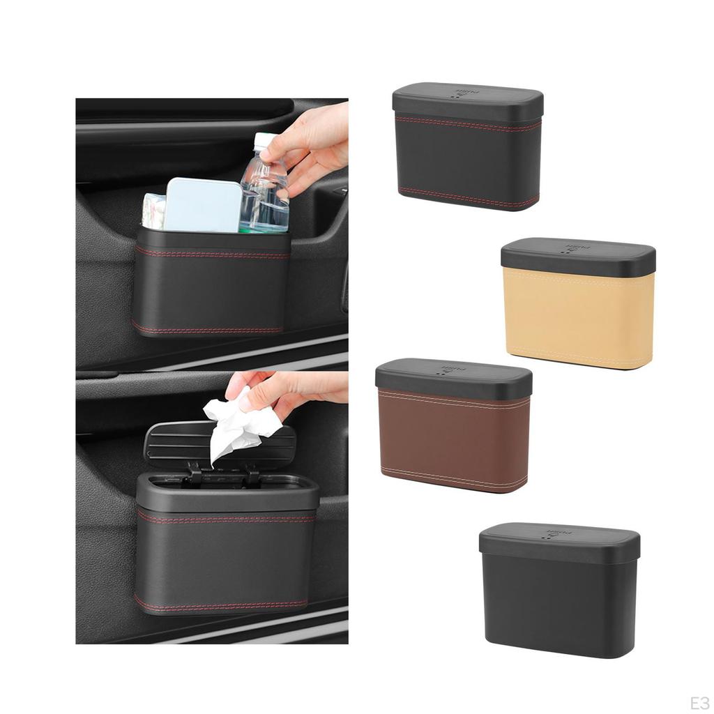 Car Trash Bin Dustbin with Lid Interior Accessories Vehicle Garbage Can for