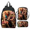 Gorillaz UK Virtual Band Printed Cartoon Backpack 3-Piece Set School Bag Lightweight Large Capacity